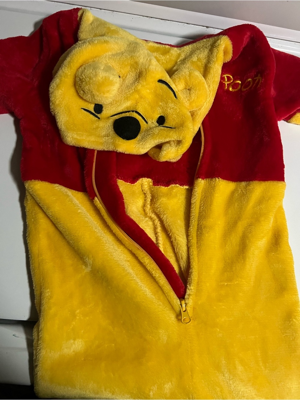 Winnie the Pooh Plush Hooded One-Piece - Yellow & Red